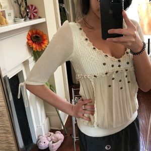 Free People Creme Colored Blouse